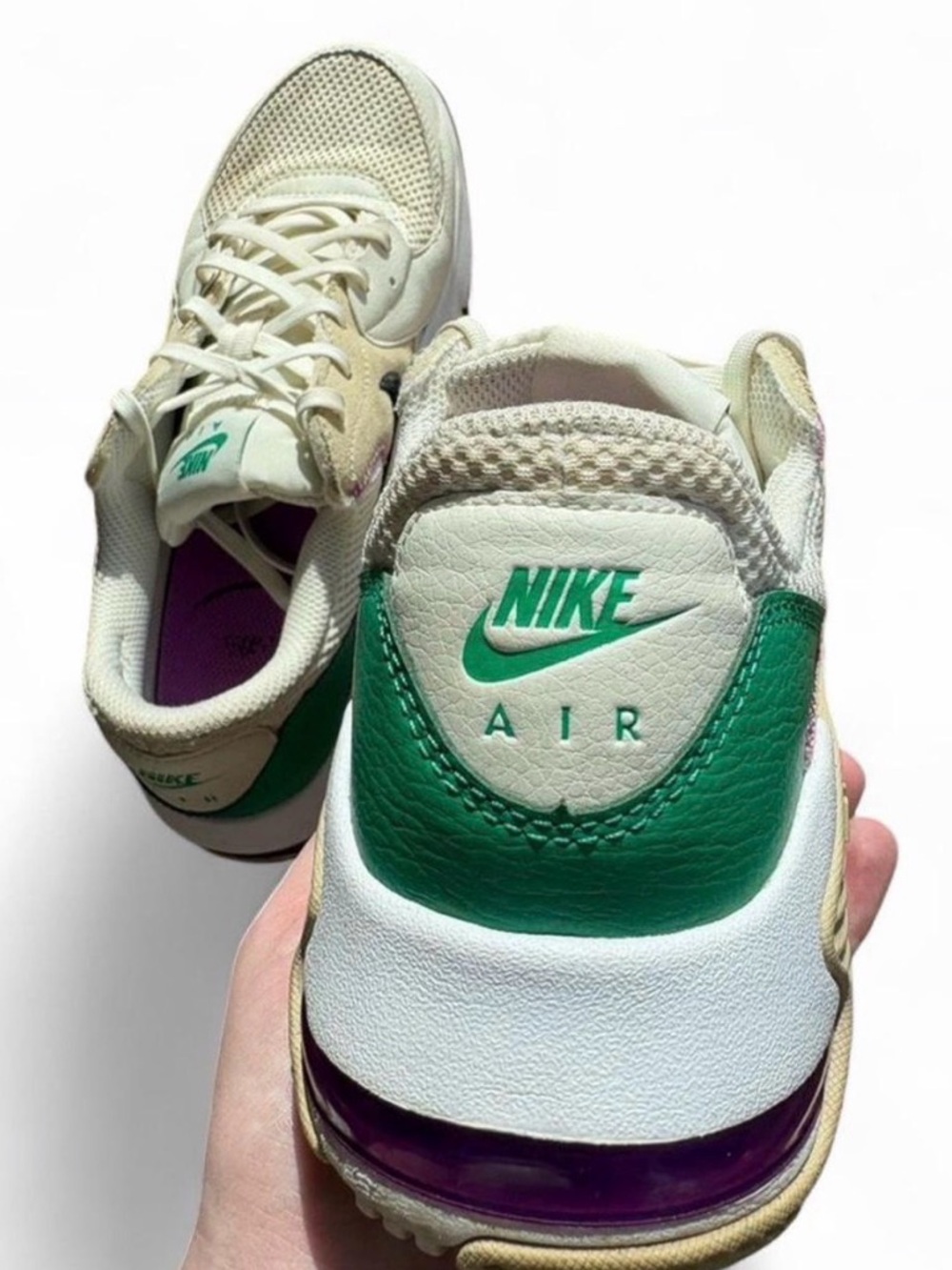 Nike Air Max Sneakers in Cream with Green and Purple Accents - Picture 3 of 5